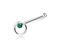 Circular Stone Silver Bone Nose Stud NSKD-646